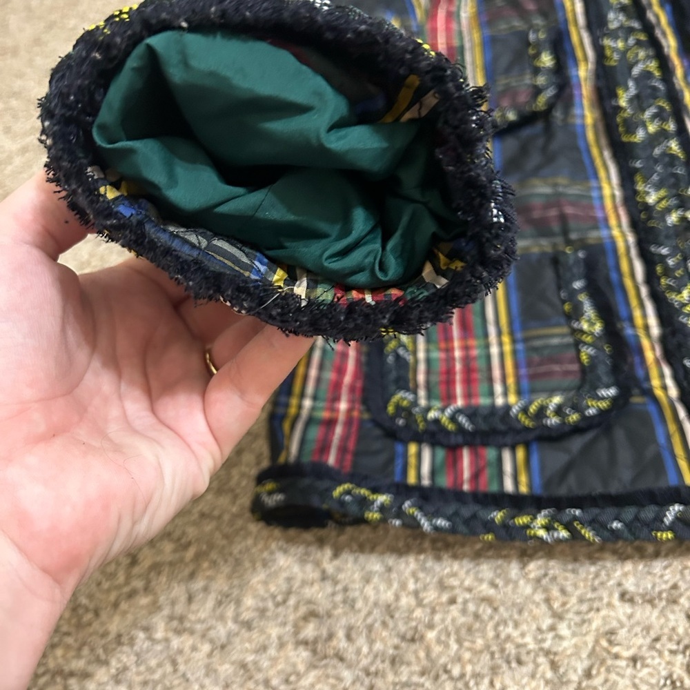 J. Crew Women's Quilted Lady Jacket Size 2 Stewart Plaid Braided Trim Holiday - Picture 14 of 15